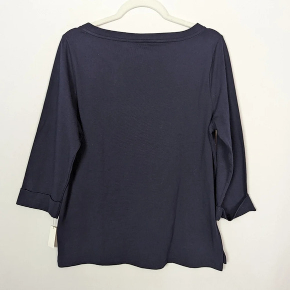 New TALBOTS sz. M Cotton Postage Stamp Novelty Tee Travel Comfy Casual Top Shirt - Picture 4 of 8